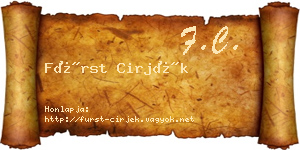 Fürst Cirjék névjegykártya